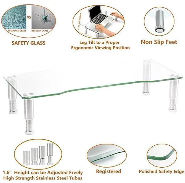 Main image of Pack Computer Monitor Riser with Height Adjustable Multi Media Desktop Stand for Flat Screen LCD LED TV LaptopNotebookXbox OneHD01T01