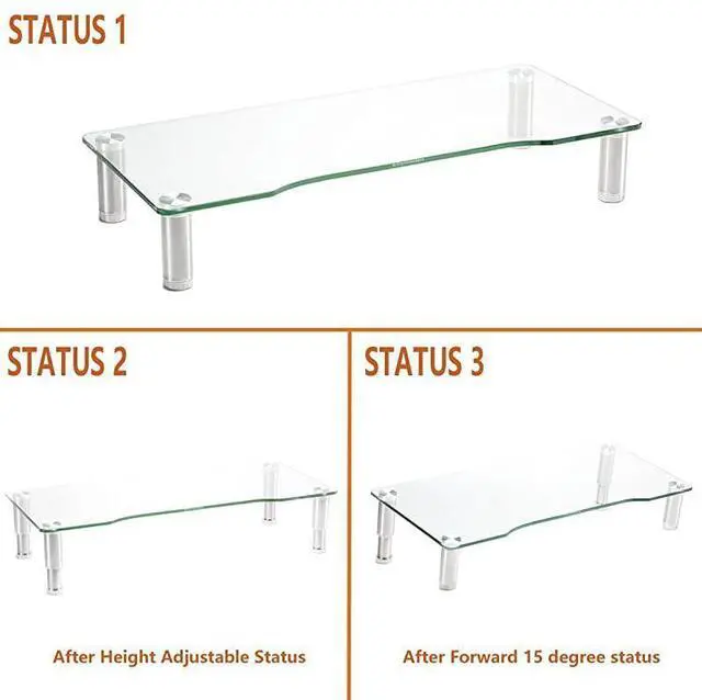 Alt view image 3 of 6 - Pack Computer Monitor Riser with Height Adjustable Multi Media Desktop Stand for Flat Screen LCD LED TV LaptopNotebookXbox OneHD01T01