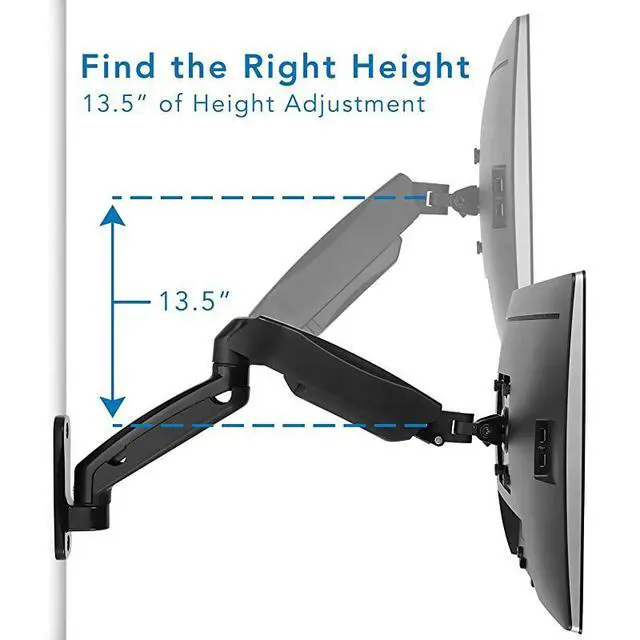 Alt view image 3 of 7 - Monitor Wall Mount Arm | VESA Wall Mount Monitor Arm | Full Motion Gas Spring Arm Fits 13 15 17 19 20 22 23 24 27 30 32 Inch Screens with 75 or 100 VESA Patterns | Camper RV Compatible