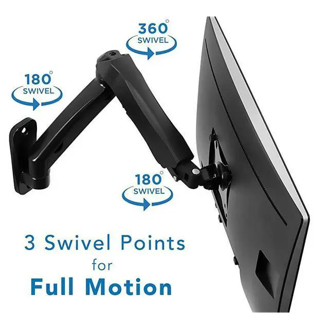 Alt view image 4 of 7 - Monitor Wall Mount Arm | VESA Wall Mount Monitor Arm | Full Motion Gas Spring Arm Fits 13 15 17 19 20 22 23 24 27 30 32 Inch Screens with 75 or 100 VESA Patterns | Camper RV Compatible