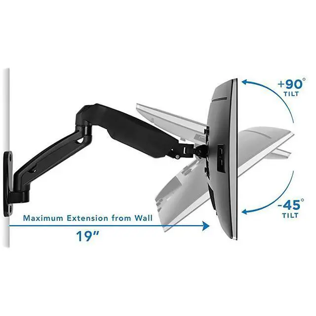 Alt view image 6 of 7 - Monitor Wall Mount Arm | VESA Wall Mount Monitor Arm | Full Motion Gas Spring Arm Fits 13 15 17 19 20 22 23 24 27 30 32 Inch Screens with 75 or 100 VESA Patterns | Camper RV Compatible