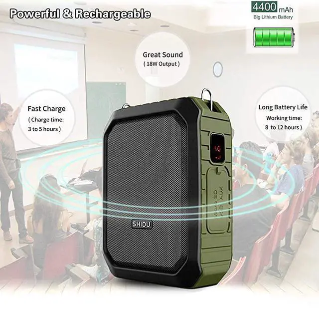 Alt view image 3 of 7 - FOR-Personal Waterproof Voice Amplifier Wired Headset Microphone Small Bluetooth Pa Speaker 18W 4400mAh Rechargeable Wearable Mic System for Teachers or Outdoors Wired Version