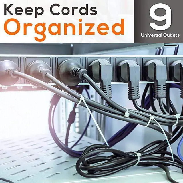 Alt view image 4 of 7 - FOR-PDU Power Strip Surge Protector - 150 Joules,9 Outlet Strips Surge Protector z - Heavy-Duty Electric Extension Cord Strip - 1U Rack Mount Protection Power Outlet Strip - 9 Front Switch -  PDBC70