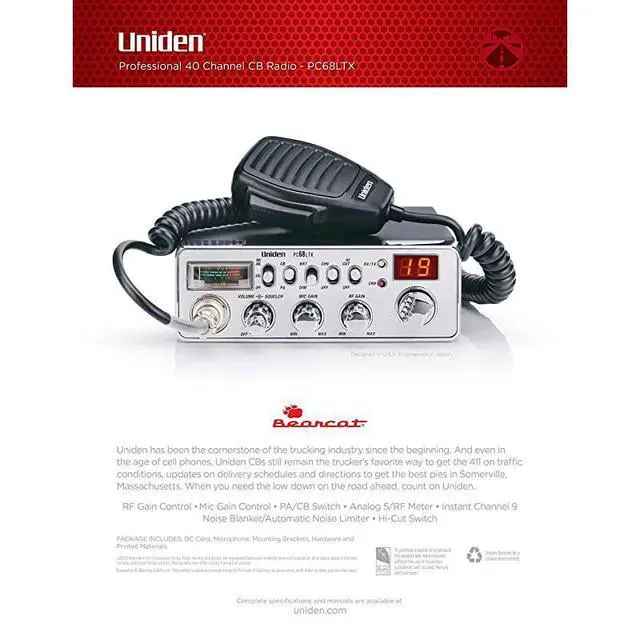 Alt view image 2 of 7 - FOR PC68LTX 40Channel CB Radio with PACB Switch RF Gain Control Mic Gain Control Analog SRF Meter Instant Channel 9 Automatic Noise Limiter and HiCut SwitchSilver