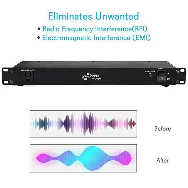 Alt view image 4 of 7 - FOR-PDU Power Strip Surge Protector 150 Joule 15 Amp 9 Outlet Strips Surge Protector Heavy Duty Electric Extension Cord Strip 1U Rack Mount Protection Power Outlet Strip WAC Filter Pro PCO850