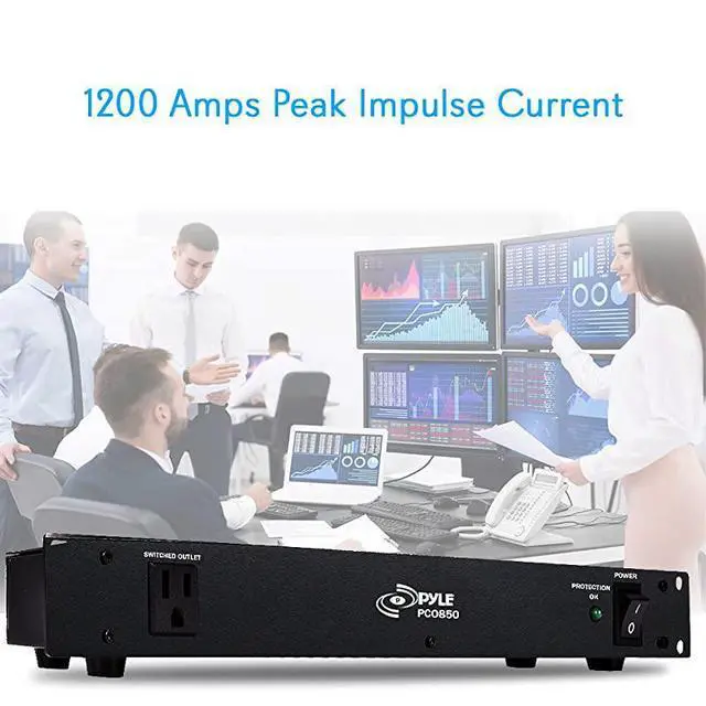 Alt view image 5 of 7 - FOR-PDU Power Strip Surge Protector 150 Joule 15 Amp 9 Outlet Strips Surge Protector Heavy Duty Electric Extension Cord Strip 1U Rack Mount Protection Power Outlet Strip WAC Filter Pro PCO850