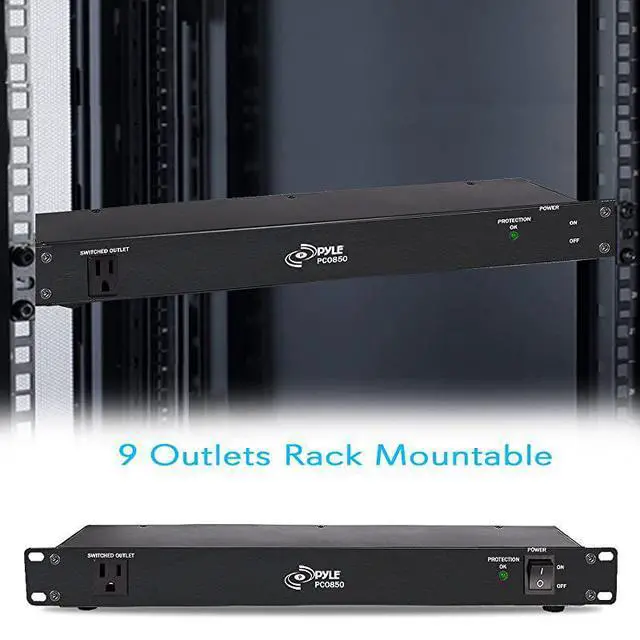 Alt view image 7 of 7 - FOR-PDU Power Strip Surge Protector 150 Joule 15 Amp 9 Outlet Strips Surge Protector Heavy Duty Electric Extension Cord Strip 1U Rack Mount Protection Power Outlet Strip WAC Filter Pro PCO850