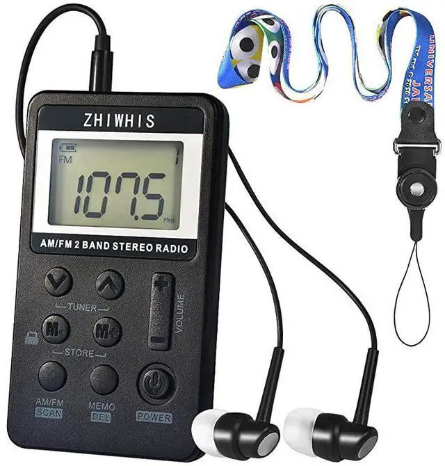 Main image of FOR-Portable Radio AM FM Mini Transistor Rechargeable Battery Personal Digital Tuning Stereo Pocket Walkmen Radios with Shutdown Memory and Earphone amp MultiFunction Lanyard for Walking Travel