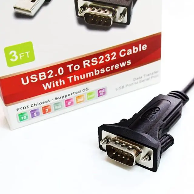 Alt view image 4 of 5 - Premium USB 20 to RS232 Serial DB9 3 Ft Adapter Cable Supports Windows 10 8 7 Vista XP 2000 98 Linux and Mac Built with FTDI Chipset and Male Thumbscrews