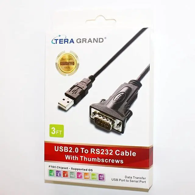 Alt view image 5 of 5 - Premium USB 20 to RS232 Serial DB9 3 Ft Adapter Cable Supports Windows 10 8 7 Vista XP 2000 98 Linux and Mac Built with FTDI Chipset and Male Thumbscrews