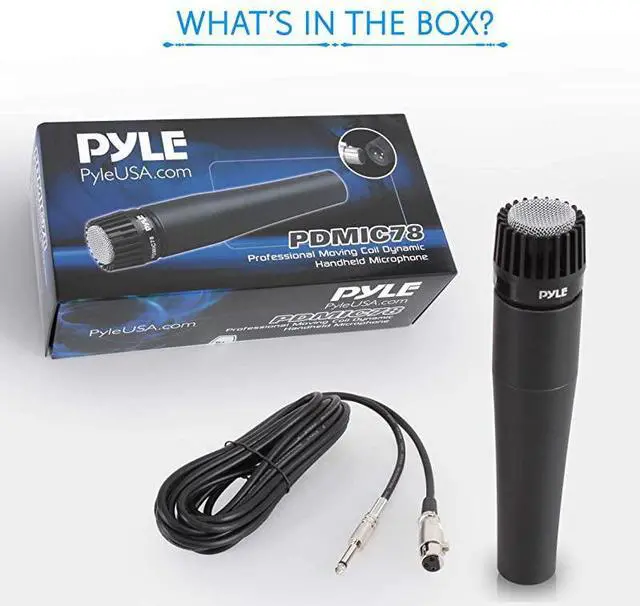 Alt view image 7 of 7 - Professional Handheld Moving Coil Microphone - Dynamic Cardioid Unidirectional Vocal, Built-in Acoustic Pop Filter, Includes 15ft XLR Audio Cable to 1/4'' Audio Connection - PDMIC78