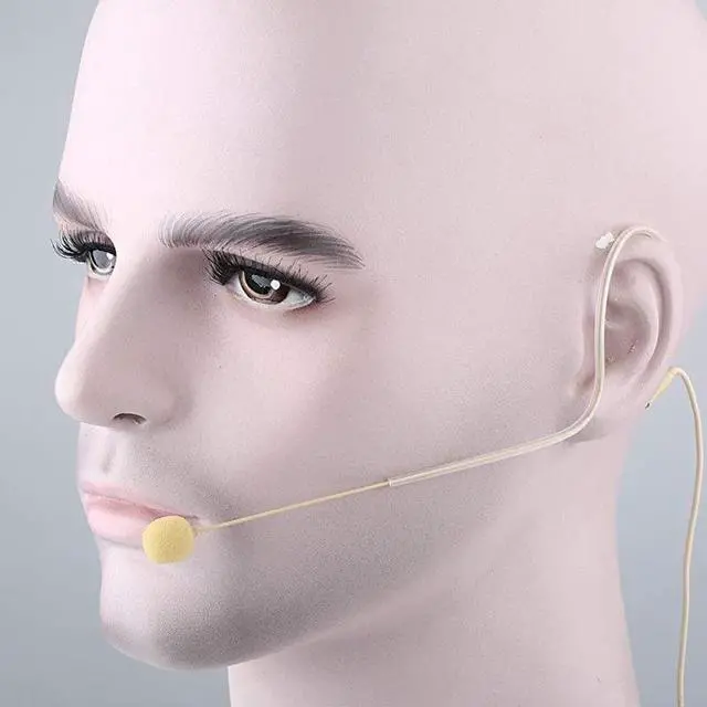 Alt view image 6 of 7 - FOR-Pro Earset Microphone Headset Headworn Microphone Over Ear Condenser Mic for AKG Wireless System Bodypack Transmitter Ideal for Singing Presentation Churches Lectures Beige