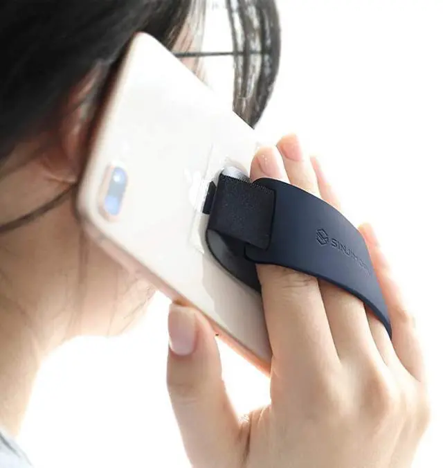 Alt view image 3 of 7 - Silicone Mobile Phone Grip with Stand Cell Phone Stand for Desk Secure iPhone Holder Strap for All Smartphone Sinji Grip Silicone Clementine