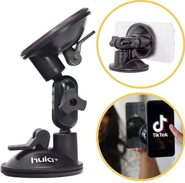 Main image of FOR-ShowerMirror Phone HolderMountStand Reusable NonResidue Mount for BathroomKitchenWall Compatible with All Phones Great Gift for TikTokYouTubeMake Up Black