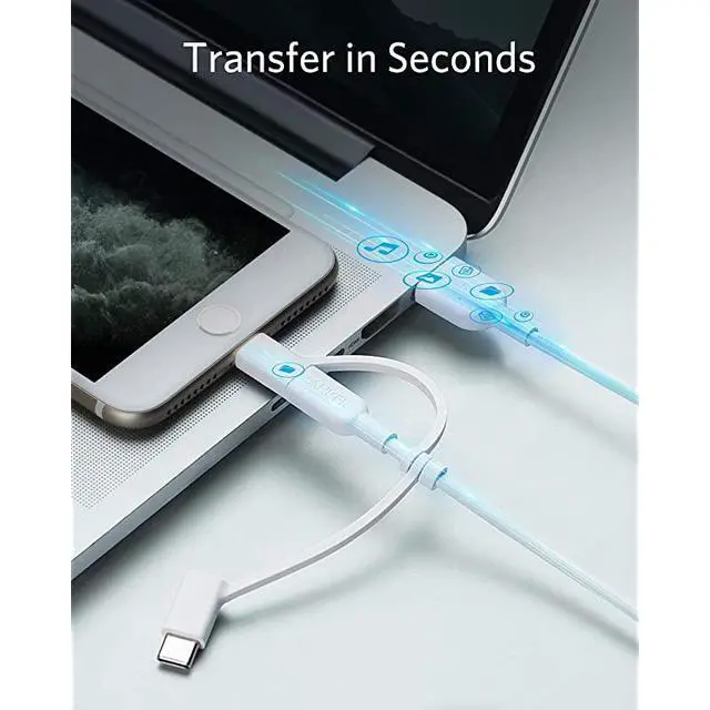 Alt view image 7 of 7 - Powerline II 3in1 Cable LightningType CMicro USB Cable for iPhone iPad Huawei HTC LG Samsung Galaxy Sony Xperia Android Smartphones and More3ft White