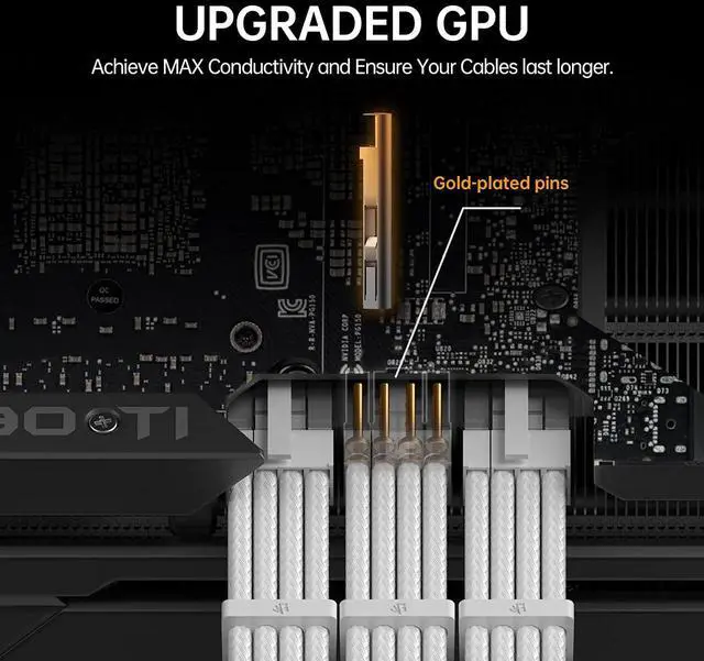 Alt view image 4 of 7 - Power Supply Sleeved Cable 16 AWG PSU Extension Cable Kit of White Connector 1x24Pin/2x4+4 EPS/3x6+2 PCI-E 30cm Length with Combs-White