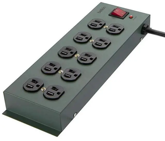 Alt view image 3 of 6 - FOR-Power Strip Surge Protector - 10 AC Multiple Outlets, 15 ft Long Heavy Duty Metal Extension Cord with Wall Mount Holes for Home, Office, Travel, Computer Desktop, Laptop & Phone Charging Brick