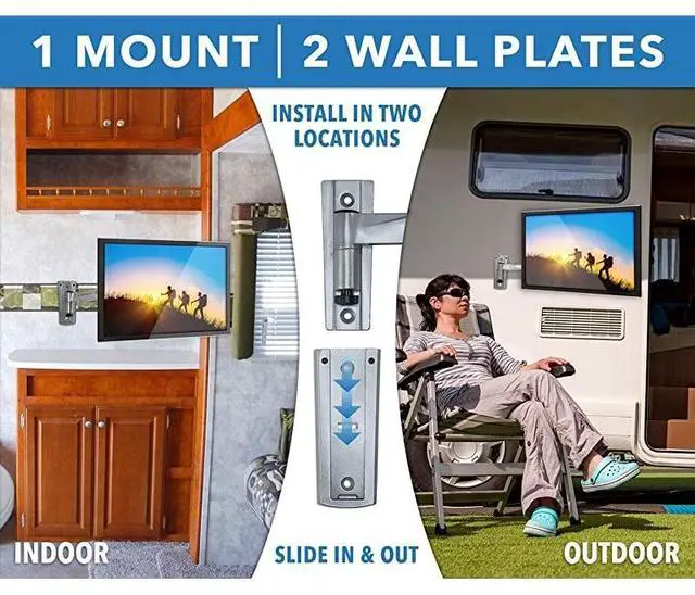 Alt view image 4 of 7 - FOR-RV TV Mount Lockable Full Motion TV Wall Mount Designed Specifically for RV or Mobile Home Use Single Arm Tilting and Swiveling 42 Inches Max 33 Lb Capacity VESA 200 Compatible