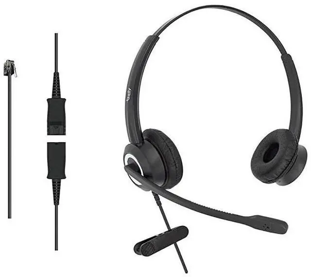 Main image of FOR-RJ9 Corded Office HD Voice Headset for Aastra Avaya Allworx AltiGen Digium IPitomy IP Phone Noise Canceling Binaural