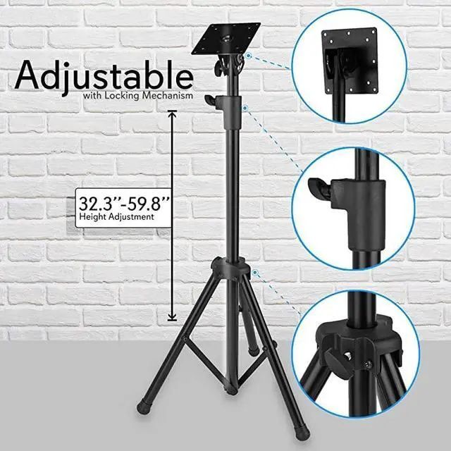 Alt view image 2 of 7 - FOR-Premium LCD Flat Panel TV Tripod, Portable TV Stand, Foldable Stand Mount, Fits LCD LED Flat Screen TV Up To 32", Adjustable Height, 22 lbs Weight Capacity, Vesa 75x75, 100x100 (PTVSTNDPT3215)