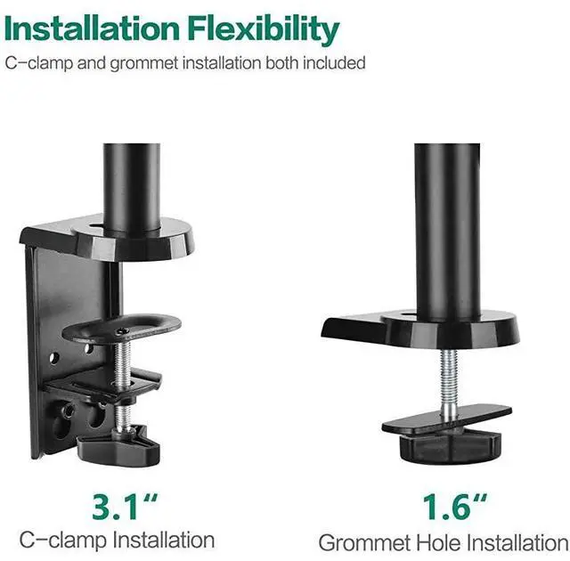 Alt view image 4 of 7 - FOR-Premium Single LCD Monitor Desk Mount Fully Adjustable Gas Spring Stand for One Screen up to 32 inch 176lbs Weight Capacity GSDM001 Black