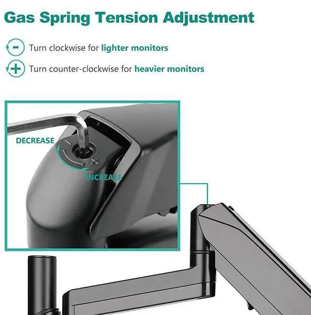 Alt view image 5 of 7 - FOR-Premium Single LCD Monitor Desk Mount Fully Adjustable Gas Spring Stand for One Screen up to 32 inch 176lbs Weight Capacity GSDM001 Black