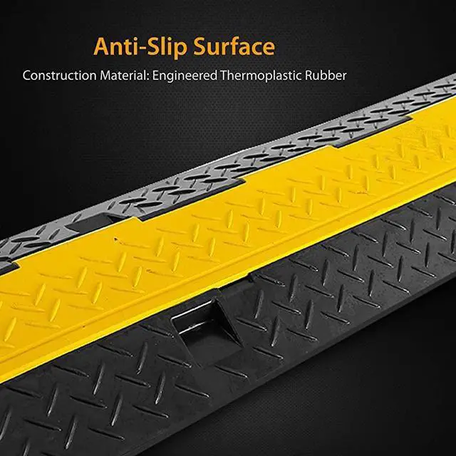 Alt view image 3 of 7 - Ramp1 Channel Rubber Floor Cord ConcealerHeavy Duty Cable Protector WireHosePipe Hider Driveway Protective Covering Armor PCBLCO102X2 Pair Black and Yellow