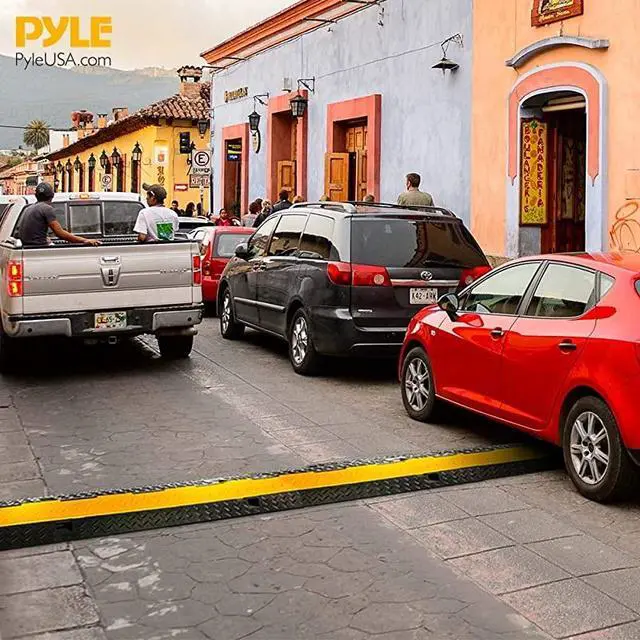 Alt view image 7 of 7 - Ramp1 Channel Rubber Floor Cord ConcealerHeavy Duty Cable Protector WireHosePipe Hider Driveway Protective Covering Armor PCBLCO102X2 Pair Black and Yellow