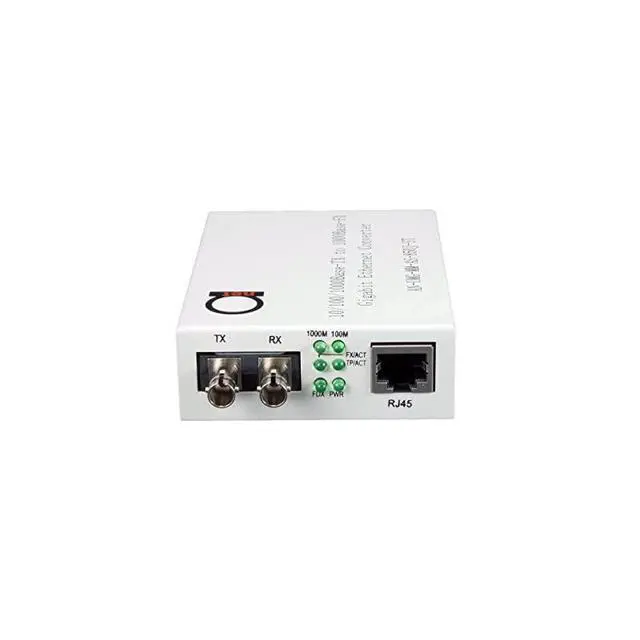 Alt view image 2 of 7 - FOR-ST Gigabit Fiber Media Converter Builtin ST Fiber Module 550 m 034 Miles 850 nm to UTP Cat5e 101001000 RJ45 Auto Sensing Gigabit or Fast Ethernet Jumbo Frame LLF Support