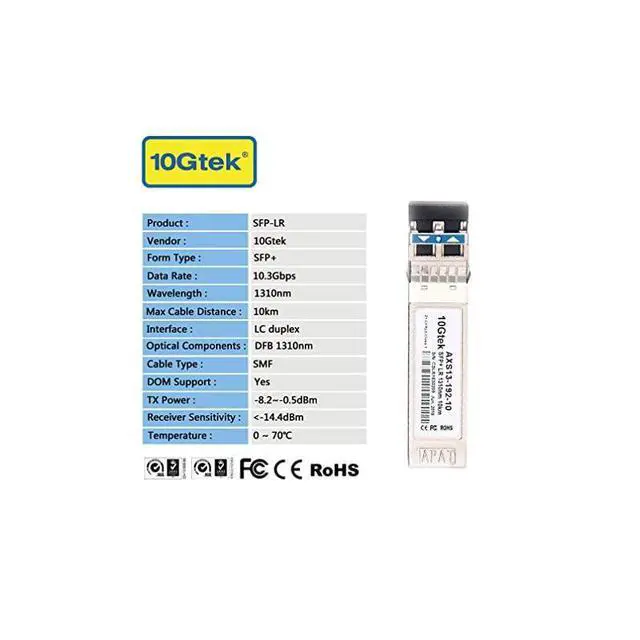 Alt view image 4 of 6 - FOR-SFP+ Transceiver 10G 1310nm SMF up to 10 km Compatible with Cisco SFP10GLR Meraki MASFP10GBLR Ubiquiti UFSM10G Mikrotik Supermicro Netgear and More Pack of 4