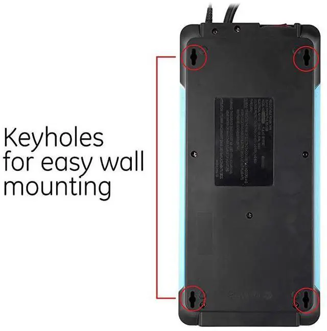 Alt view image 3 of 7 - Sur Protector 12 Outlet Power Strip 2 USB Ports ExtraLong 8ft Power Cord Flat Plug Power Filter Circuit Breaker 4320 Joules Warranty Black 11824