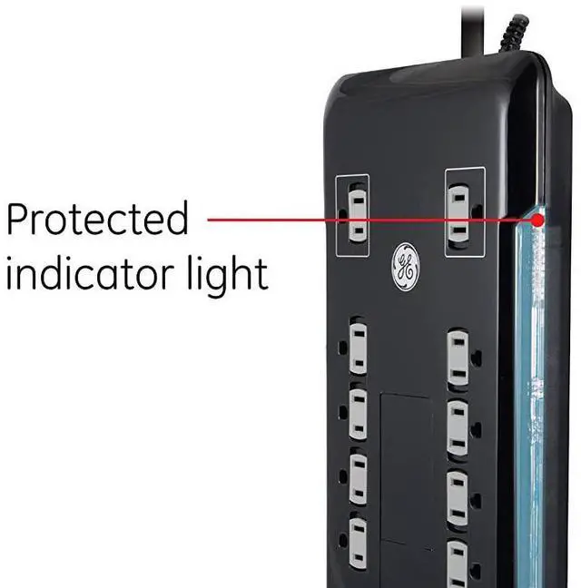 Alt view image 7 of 7 - Sur Protector 12 Outlet Power Strip 2 USB Ports ExtraLong 8ft Power Cord Flat Plug Power Filter Circuit Breaker 4320 Joules Warranty Black 11824