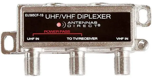Alt view image 2 of 3 - FOR VHF / UHF Antenna Combiner, Indoor, Attic, Outdoor Use, All-weather Mounting Hardware, Adjustable Mast Clamp, Black - EU385CF-1S