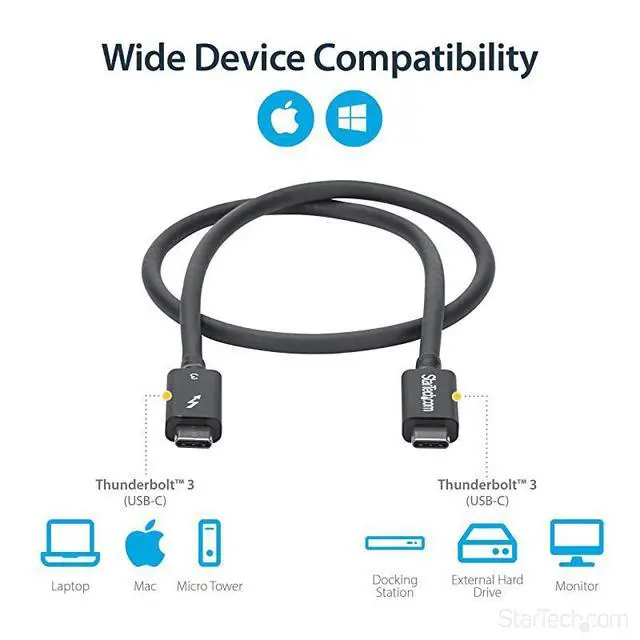 Alt view image 5 of 6 - FOR com 40Gbps Thunderbolt 3 Cable 16ft05m Black 5k 60Hz4k 60Hz Certified TB3 USBC Charger Cord w 100W Power Delivery TBLT34MM50CM