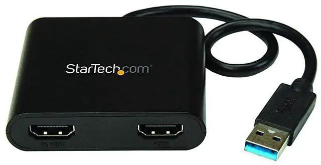 Main image of FOR-com USB 30 to Dual HDMI Adapter 4K 30Hz External Video Graphics Card Dual Monitor Display Adapter Supports Windows USB32HD2 Black