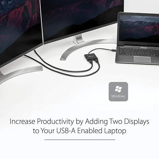 Alt view image 5 of 6 - FOR-com USB 30 to Dual HDMI Adapter 4K 30Hz External Video Graphics Card Dual Monitor Display Adapter Supports Windows USB32HD2 Black