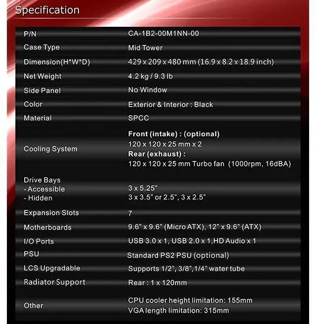Alt view image 7 of 7 - FOR Versa H21 SPCC ATX Mid Tower Computer Chassis CA-1B2-00M1NN-00,Black