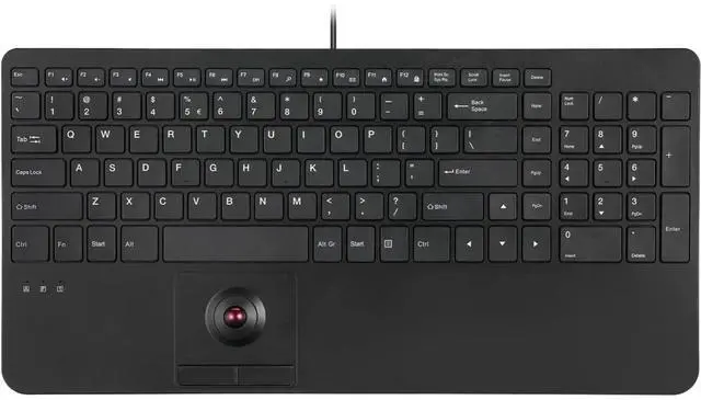 Main image of FOR-Wired Compact USB Keyboard with Trackball - X Type Scissor Keys - 15.63x7.8x1.46 Inches - Build-in 2 USB Hubs - Black