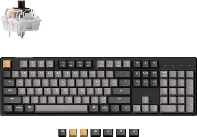 Main image of FOR-Full-Size Wired Custom Mechanical Keyboard (Black, 445x140x38mm)  QMK/VIA Programmable, White Backlit, PBT Keycaps, Super Brown Switch