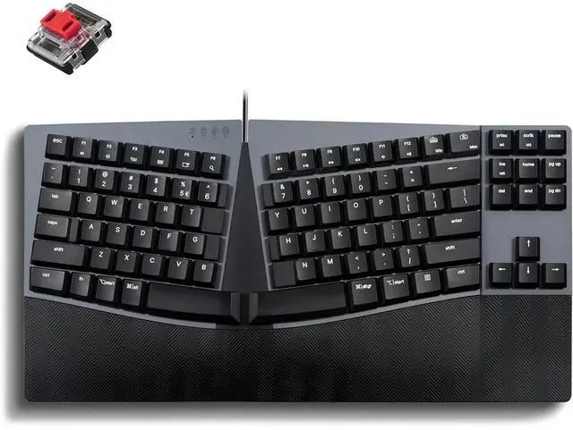 Main image of FOR-Wired Ergonomic Mechanical Compact Keyboard - Low-Profile Red Linear Switches - Programmable Feature with Macro Keys