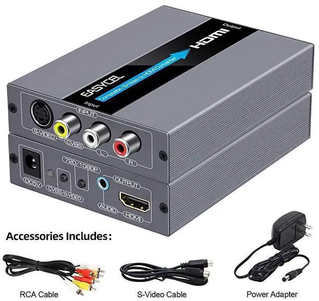 Main image of FOR-RCA Svideo to HDMI Converter RCA Composite CVBS AV or Svideo + RL Audio Input to HDMI Output Upscale Converter Supports 720P 1080P Output Switch for N64 PS2 Wii DVD