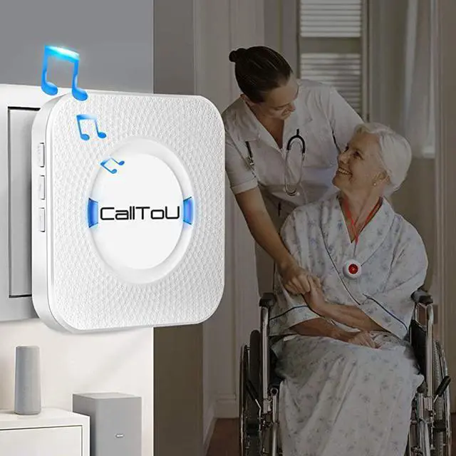 Alt view image 2 of 5 - FOR-Wireless Caregiver Pager Smart Call System 2 SOS Call ButtonsTransmitters 2 Receivers Nurse Calling Alert Patient Help System for HomePersonal Attention Pager 500+Feet Plugin Receiver