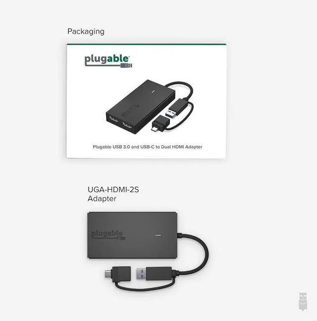 Alt view image 6 of 7 - FOR-USB 3.0 or USB C to HDMI Adapter for Dual Monitors Universal Video Graphics Adapter for Mac and Windows Thunderbolt 3/4 USB 3.0 or USB-C 1080p@60Hz