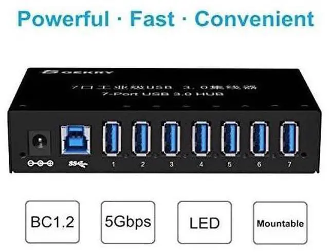 Alt view image 4 of 7 - FOR-USB 30 Hub Metal Case Mountable 7Port Powered USB Hub 30 with 12V3A AC AdapterType A