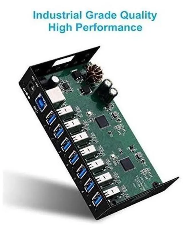 Alt view image 3 of 7 - FOR-USB 30 Hub Metal Case Mountable 7Port Powered USB Hub 30 with 12V3A AC AdapterType A