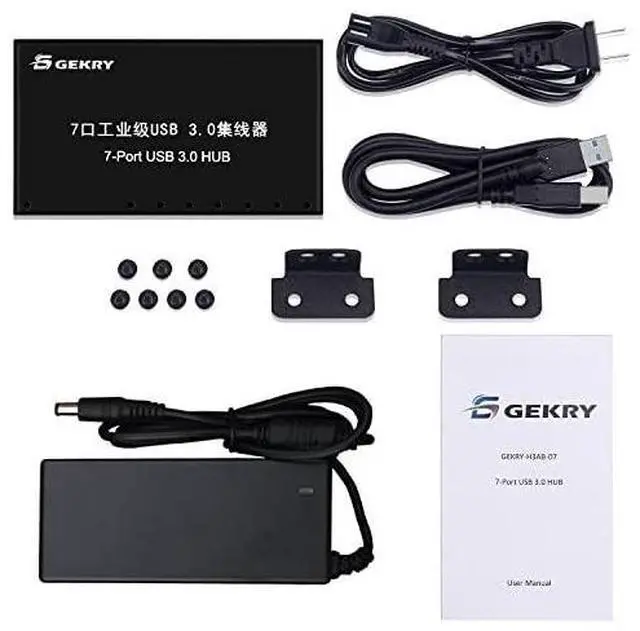 Alt view image 7 of 7 - FOR-USB 30 Hub Metal Case Mountable 7Port Powered USB Hub 30 with 12V3A AC AdapterType A