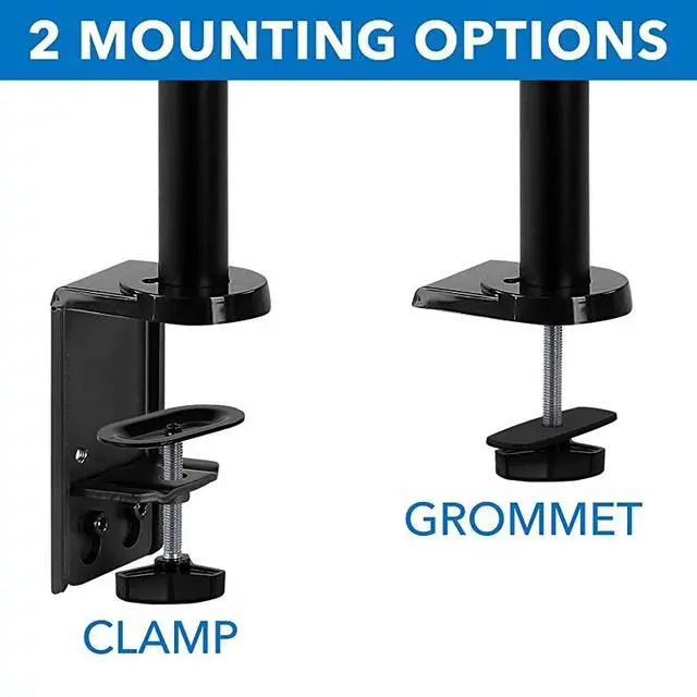 Alt view image 6 of 7 - FOR-Single Monitor Arm Mount | Desk Stand | Full Motion Height Adjustable Articulating Gas Spring Arm | Fits 19 21 24 27 29 30 32 Inch VESA Compatible Computer Screen | CClamp and Grommet Base