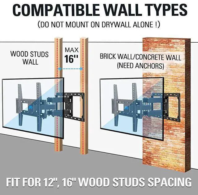 Alt view image 7 of 7 - FOR-TV Wall Mounts TV Bracket for Most 3255 Inch Flat Screen TV Mount Bracket Full Motion TV Wall Mount with Swivel Articulating Dual Arms Max VESA 400x400mm 99 LBS Loading MD2380