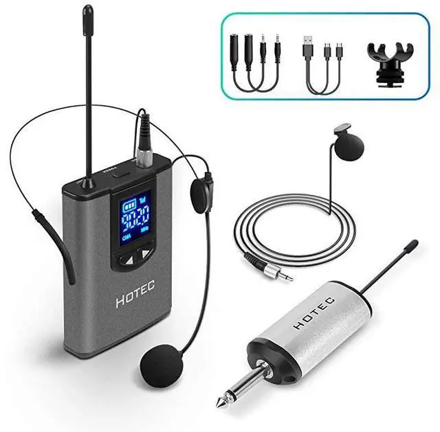 Main image of FOR-UHF Wireless Headset MicrophoneLavalier Lapel Mic with Bodypack Transmitter and Mini Rechargeable Receiver 14 Output for Live Performances Support Phone