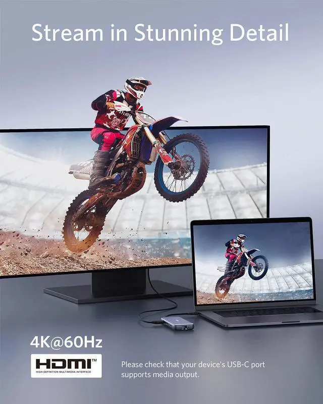 Alt view image 5 of 7 - FOR-USB C Hub 555 USB-C Hub (8-in-1) with 100W Power Delivery 4K 60Hz HDMI Port 10Gbps USB C and 2 USB A Data Ports Ethernet Port microSD and SD Card Reader for MacBook Pro and More